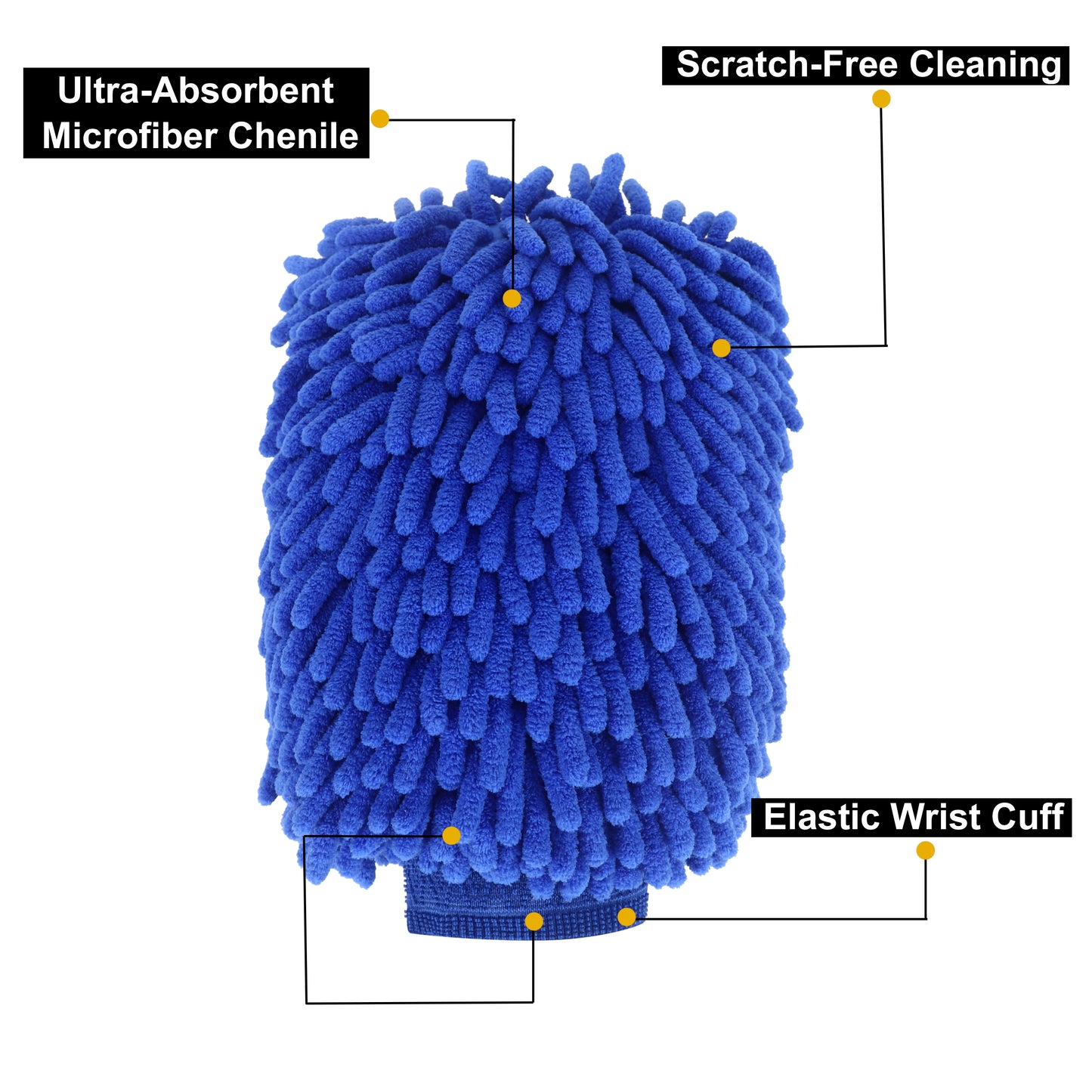 3XPRO Premium 2000 GSM Double-Sided Microfiber Mitt & Single-Side Chenille Car Wash Glove – Heavy Foam, Lint-Free (Set of 2)