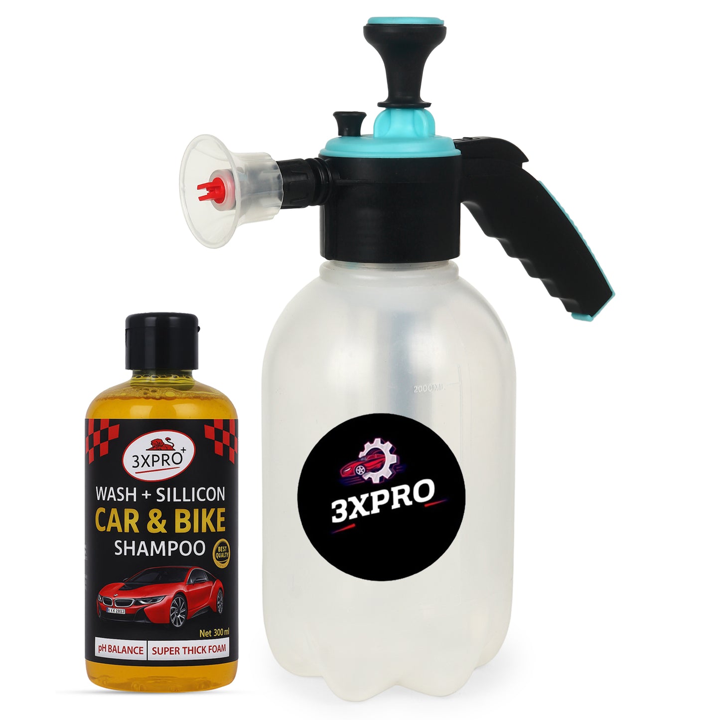 3XPRO 2L  Foam Sprayer for Car & Bike with Wash + Silicon Shampoo | Dense Foam