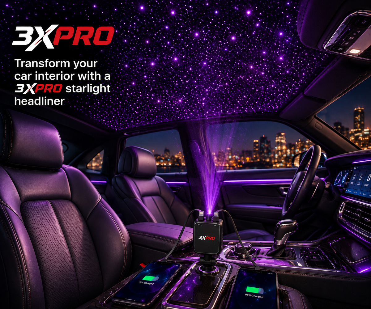 Turn Your Car Into a Starry Experience With 3XPRO Starry Sky 4-in-1 Fast Car Charger with Retractable Cables & Ambient Light