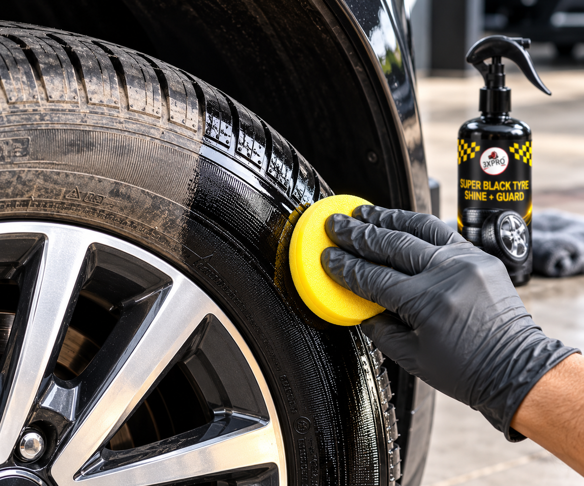 3XPRO Super Black Tyre Shine + Guard | Deep Black Gloss & Long-Lasting Protection