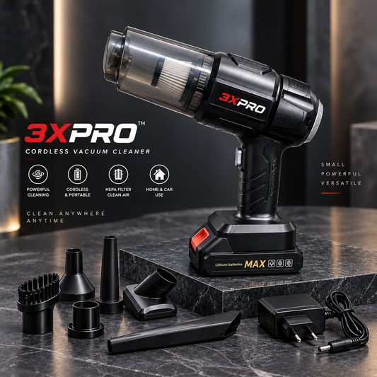3XPRO Cordless Vacuum Cleaner – 18.5V Handheld Car & Home Vacuum with HEPA Filter, 400ml Dust Cup & Multi-Purpose Attachments